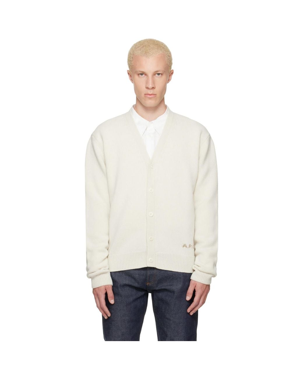 A.P.C. White Off- Kevin Cardigan for men