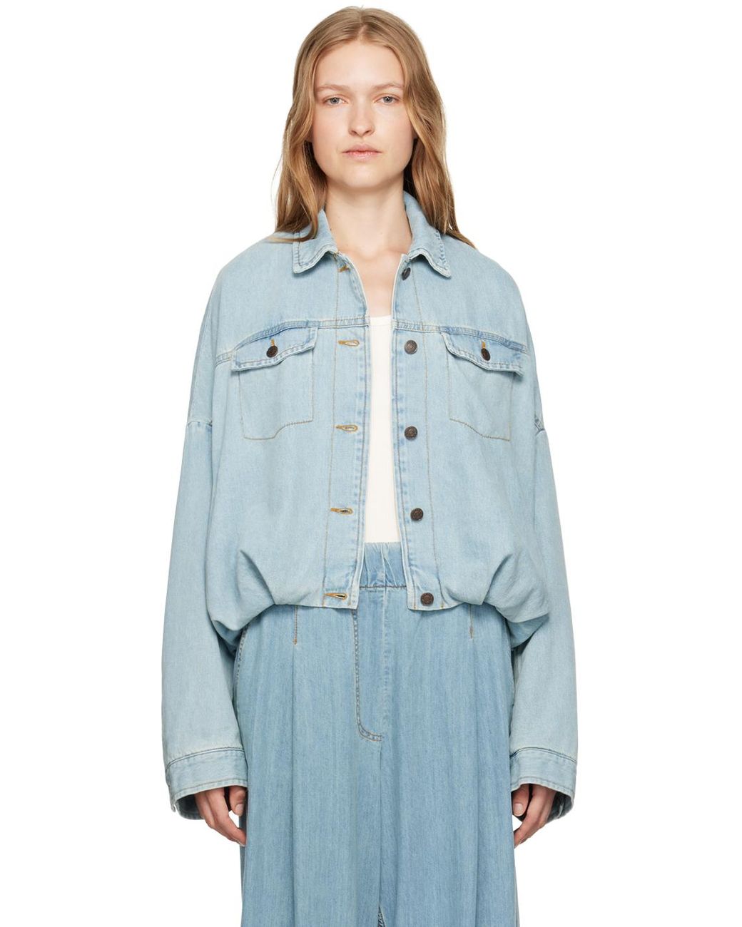 Dries Van Noten ブルー ラウンド デニムジャケット ブルー | Lyst