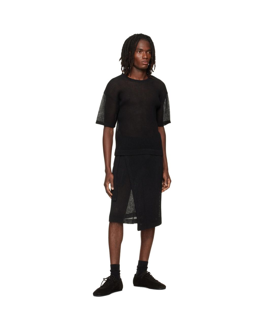Homme Plissé Issey Miyake Black Rustic Mesh T-Shirt for men