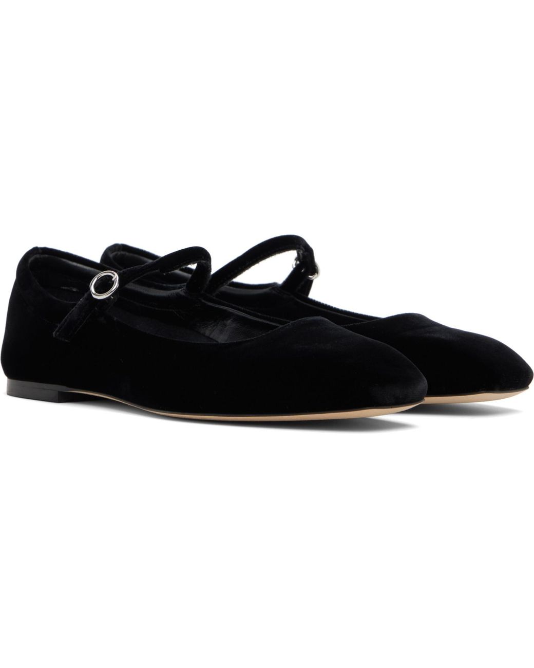 Aeyde Black Uma Velvet Mary-Jane Flats