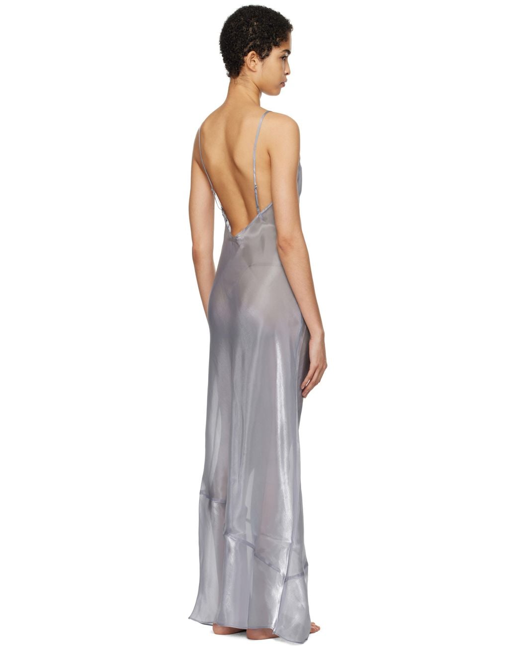 open lace back dress Sheer Embroidered Organza Maxi Dress with Slip & Belt – LAI MENG FIVE CATS main image 0