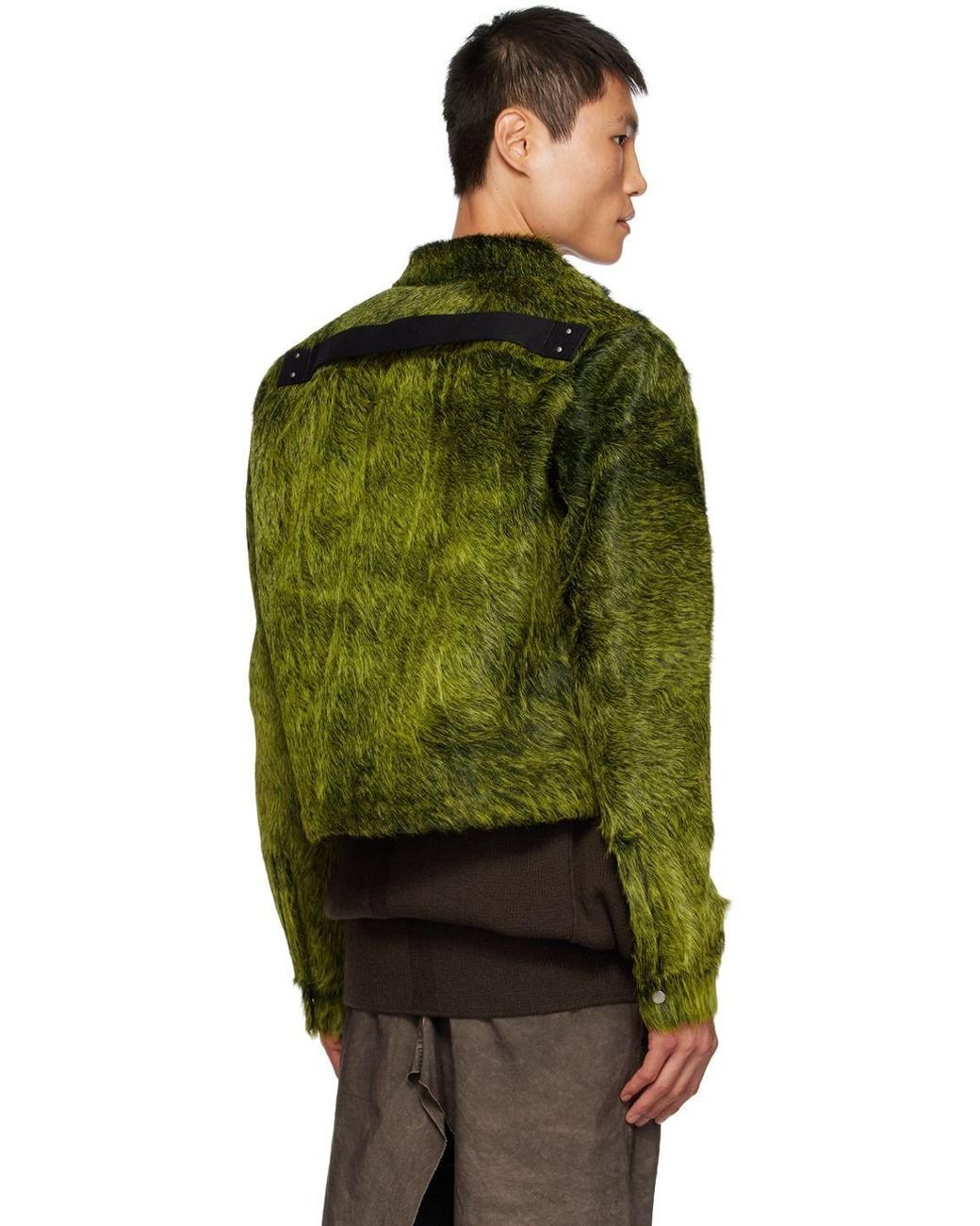 Rick Owens Yellow & Black Alice Strobe Leather Jacket in Rick Owens Yellow & Black Alice Strobe Leather Jacket in