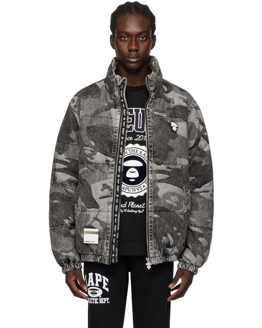 Aape By A Bathing Ape Graphic Down Jacket in Black for Men Lyst