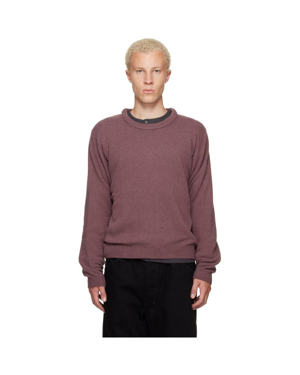 Lemaire Purple Crew-Neck Alpaca Wool Blend Sweater for men