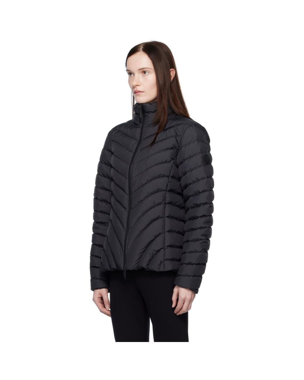 Moncler Black Grange Diagonal-Quilted Short Down Jacket