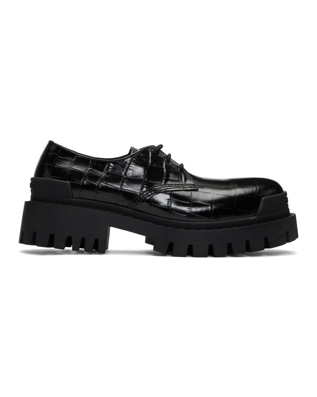 Balenciaga Black Croc Strike Derbys for Men Lyst