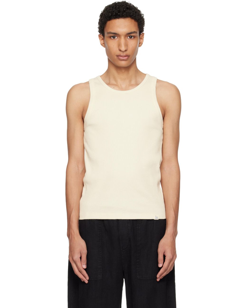 Merz B. Schwanen Off- Iconic Ribbed Cotton Tank Top in Black for Men ...
