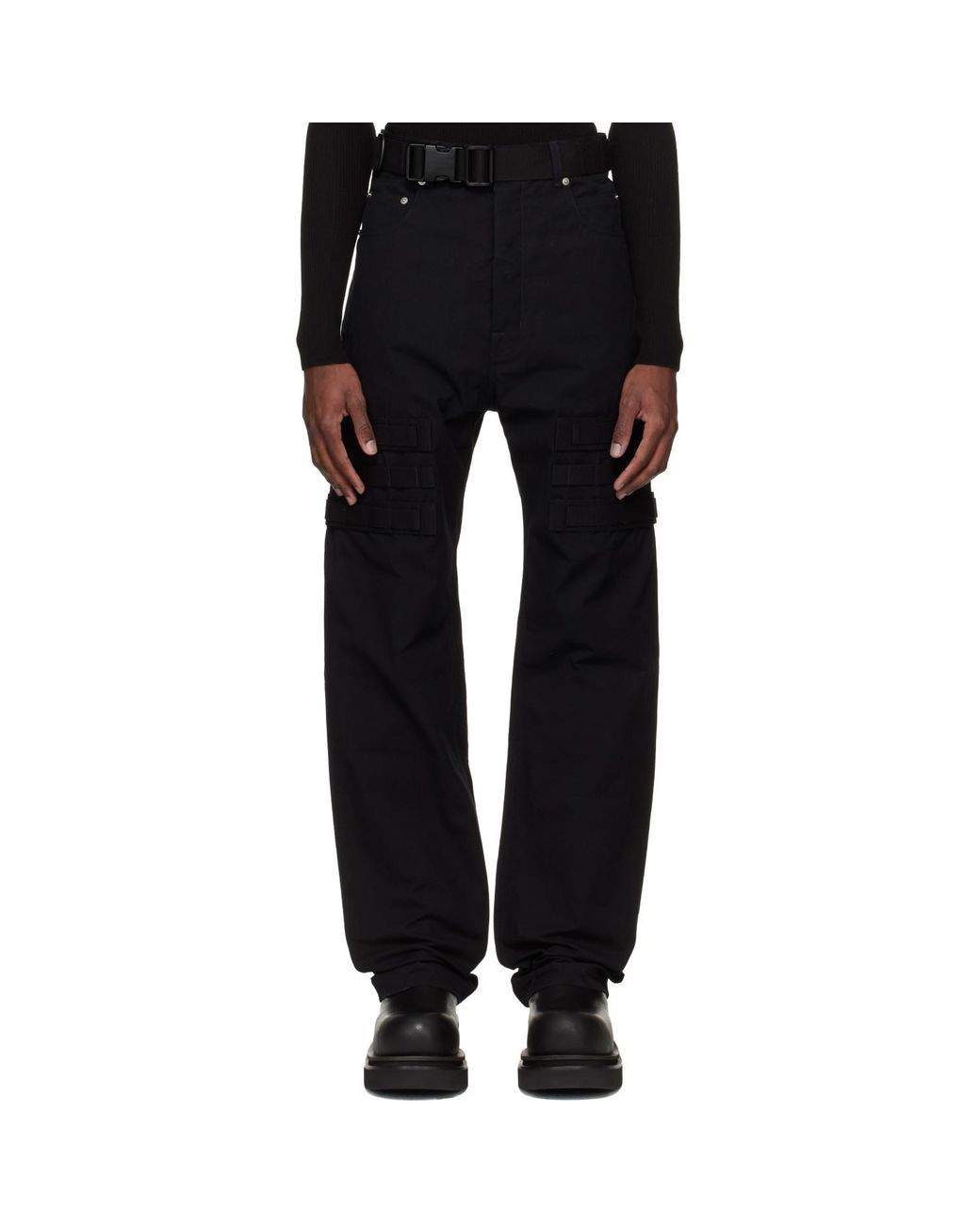 Rick Owens Black Temple Slim Geth Cargo Pants for men