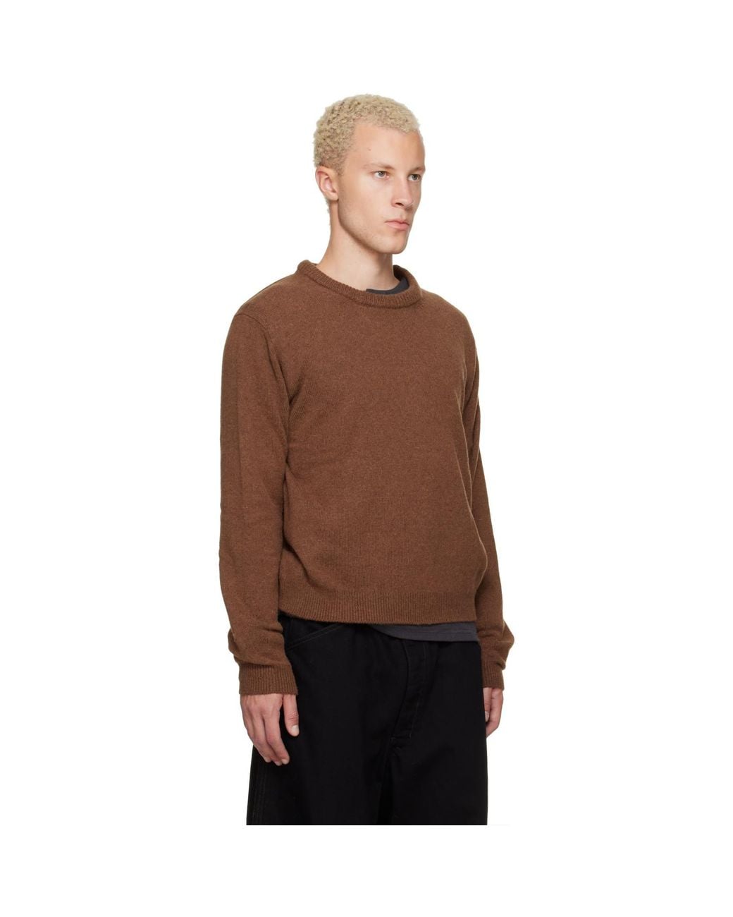 Lemaire Brown Crew-Neck Alpaca Wool Blend Sweater for men