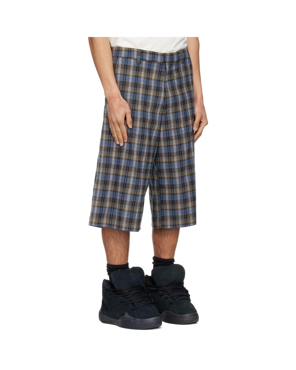 ERL Black Check Shorts for men