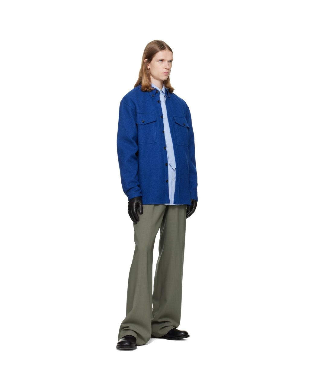 Dries Van Noten Blue Wool Overshirt for men