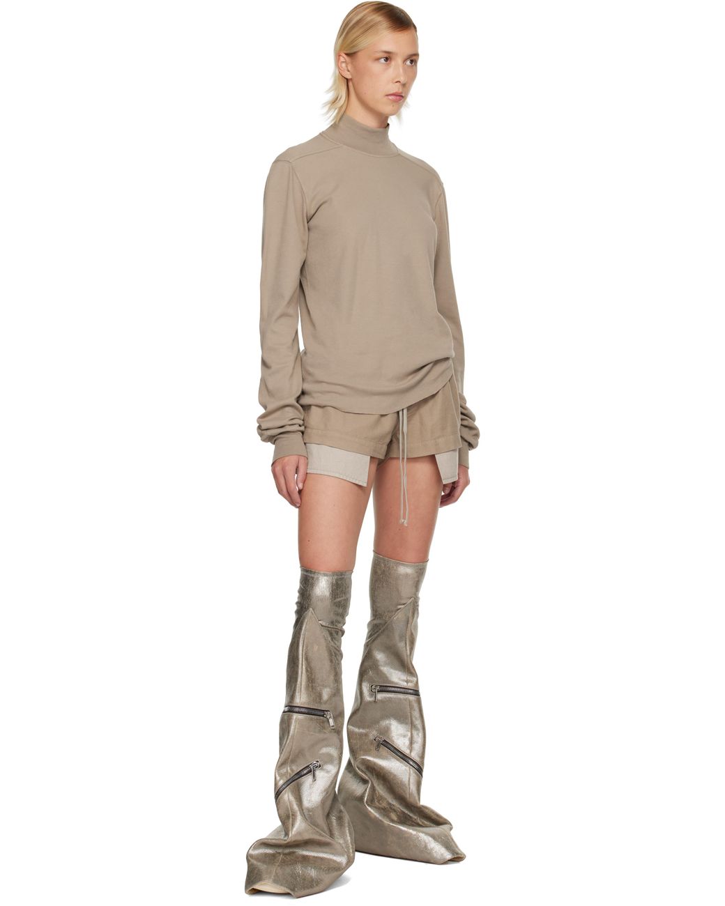 Rick Owens シルバー Concordians Cargo Fetish サイハイブーツ