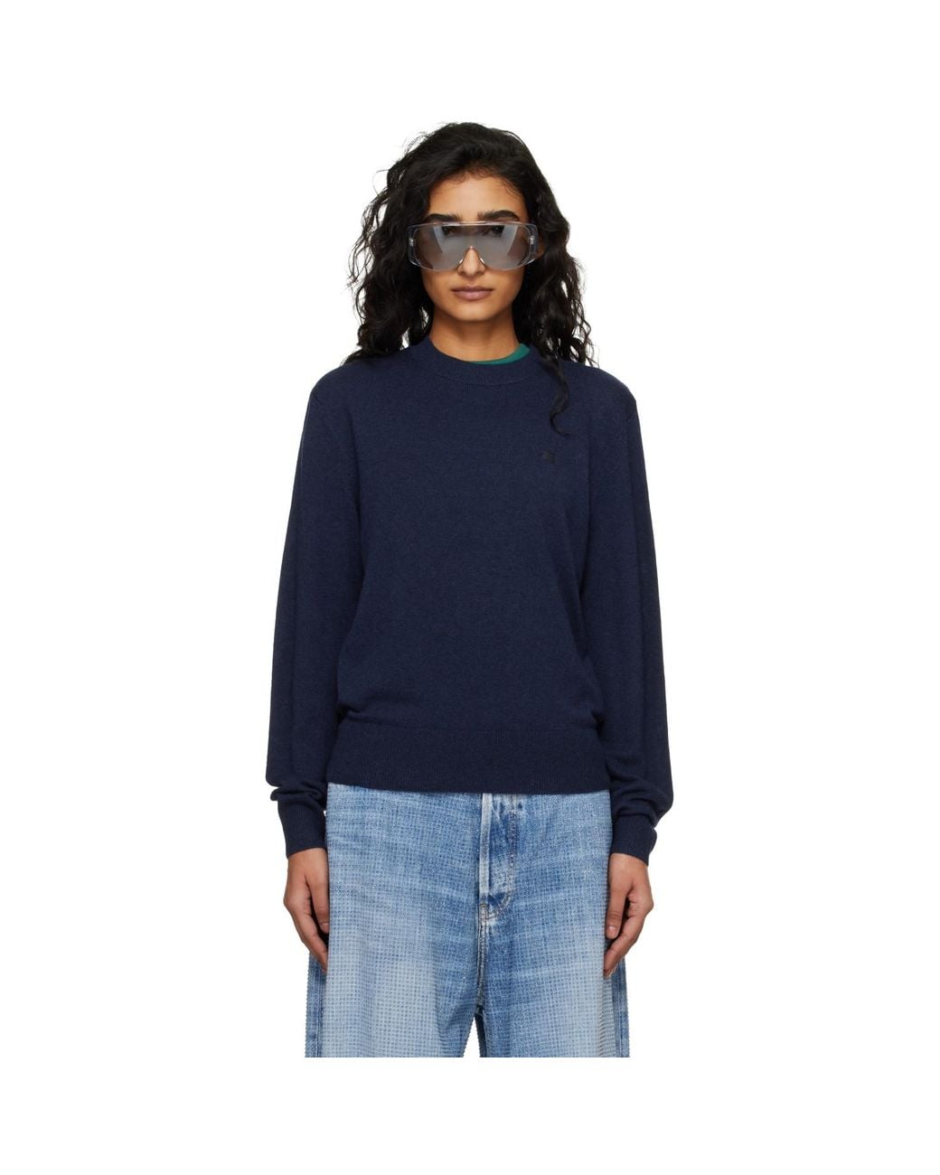 Acne Blue Fitted Yak Wool Sweater