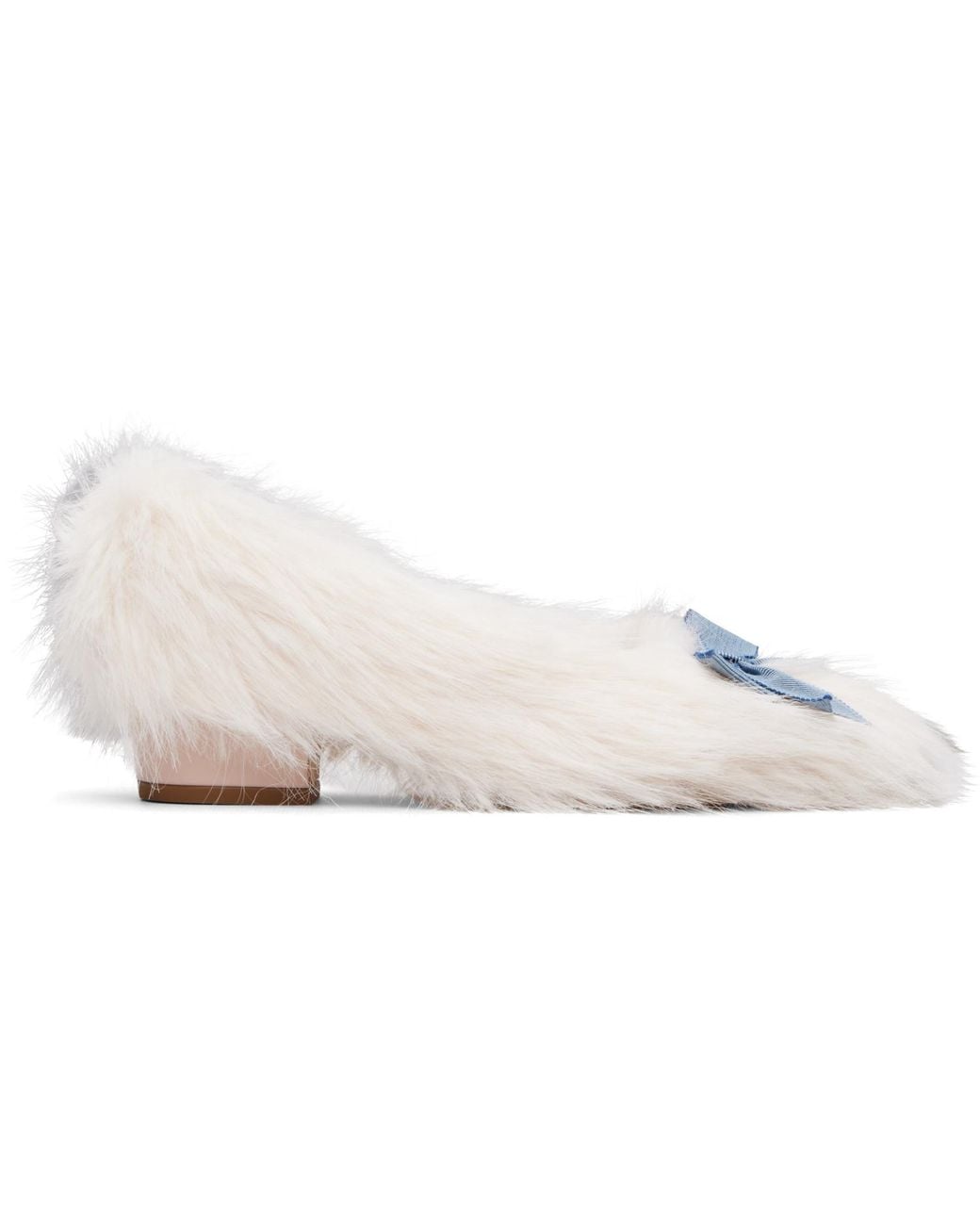 Sandy Liang White Furry Slipper 40 Heels