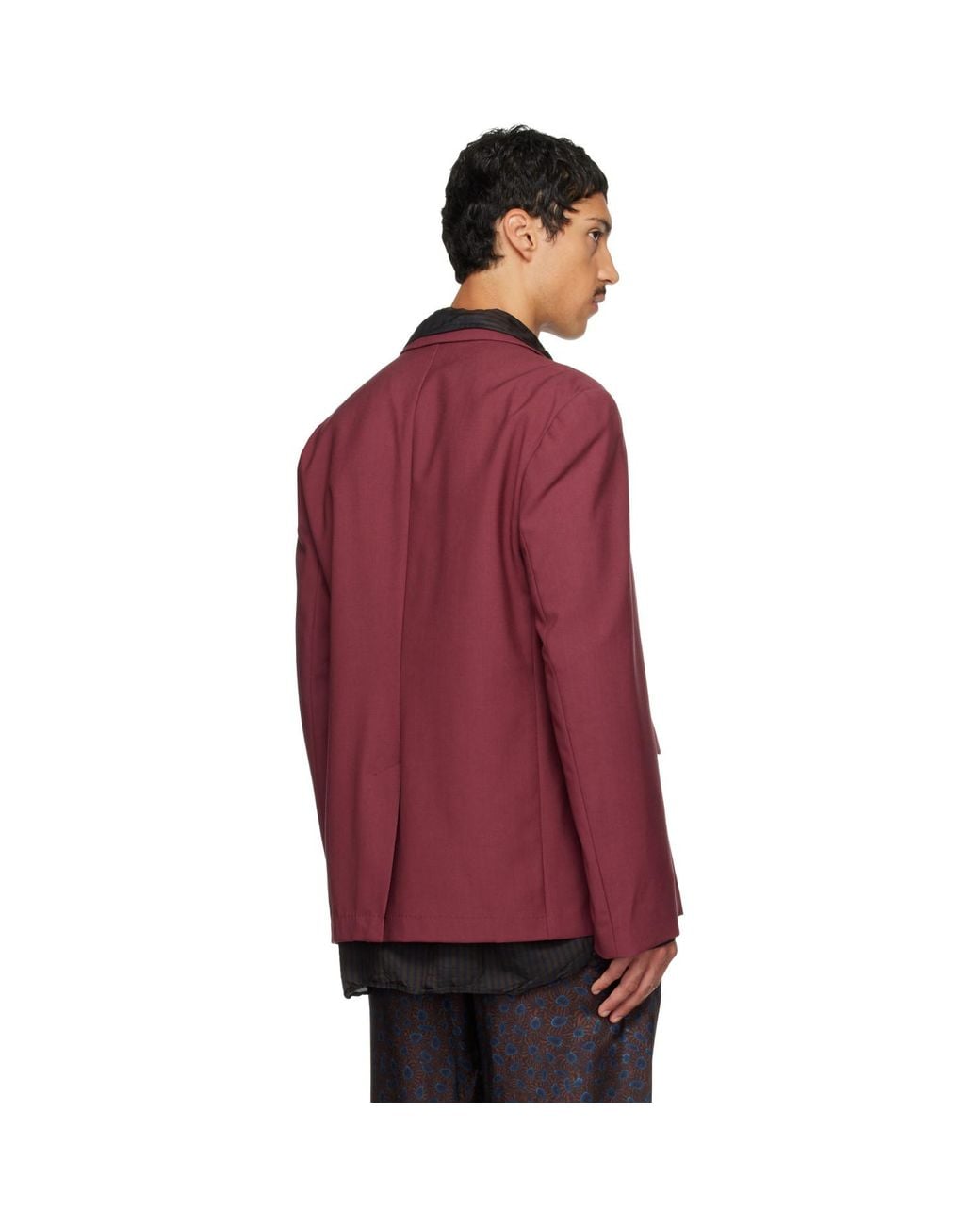 Dries Van Noten Red Burgundy Wool Blazer for men