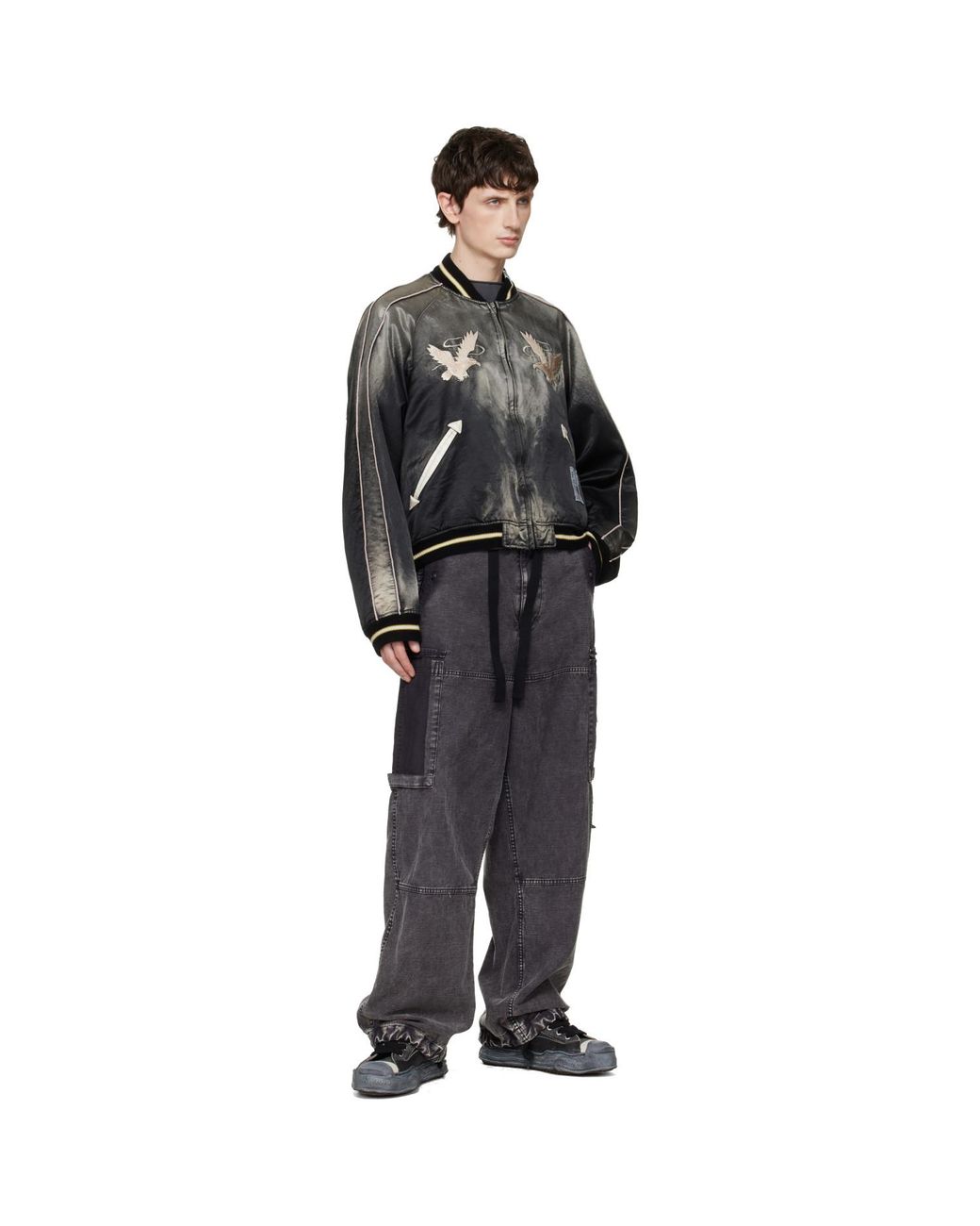 Maison Mihara Yasuhiro Black 'Hank' Og Sole Shrink Leather Low-Top Sneakers for men