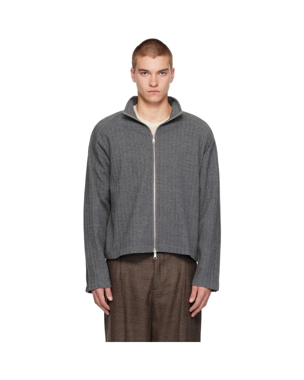 mfpen Gray Leisure Zip Up Sweater for men