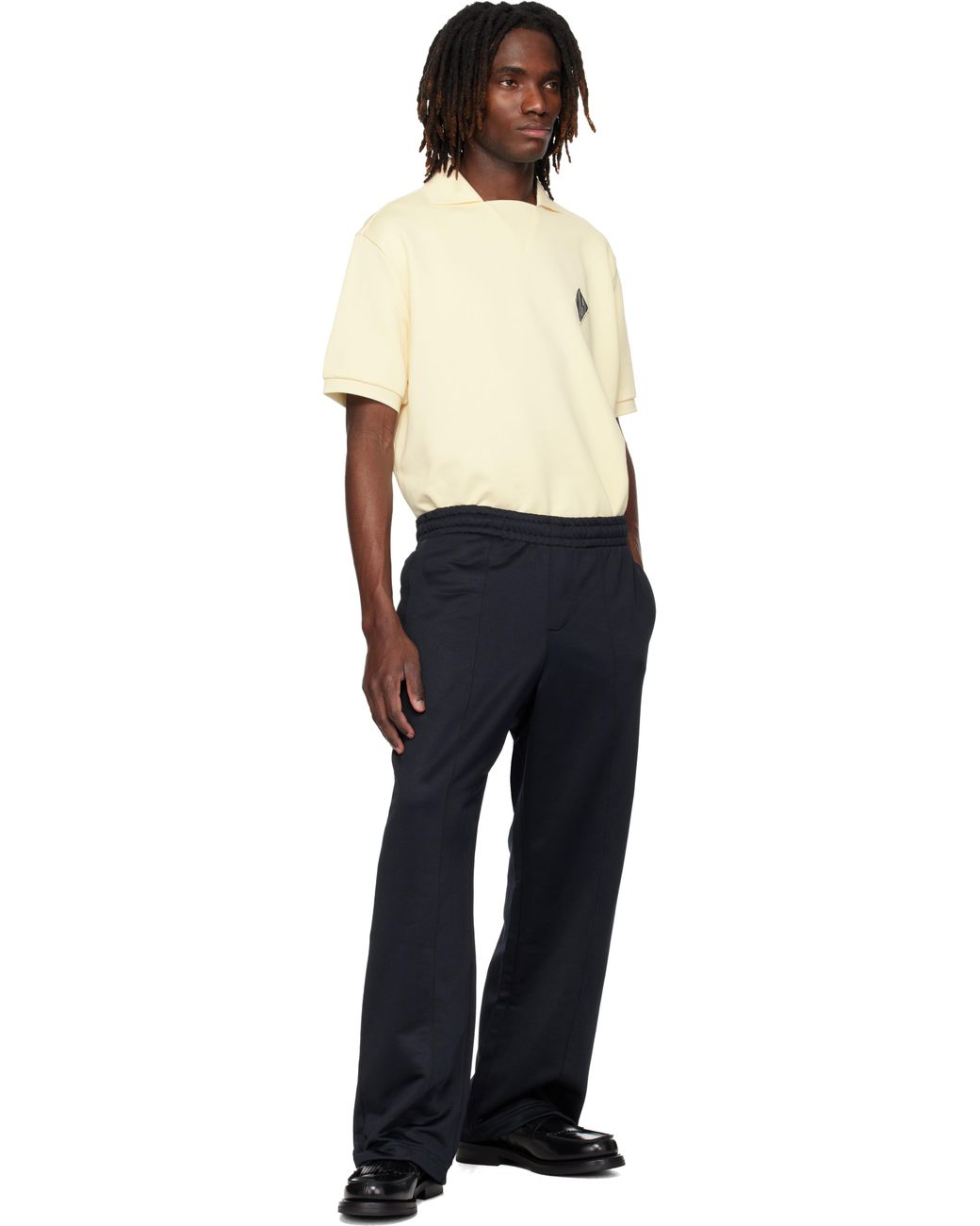 メンズ Lacoste ベージュ Loose Fit Badge Accent フリース ポロシャツ Black