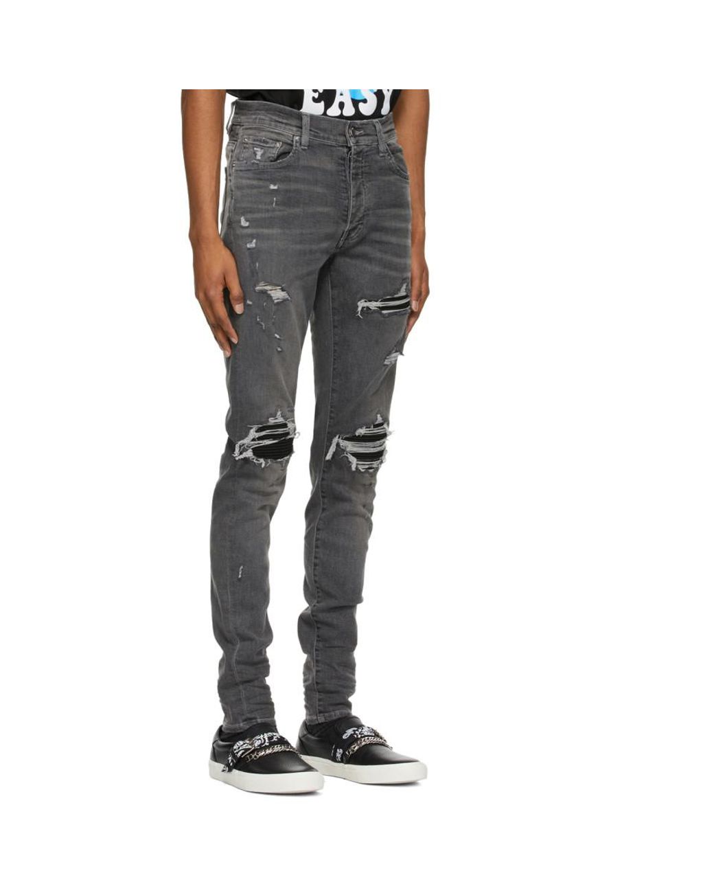 Amiri Grey Mx1 Suede Jeans in Gray for Men Lyst