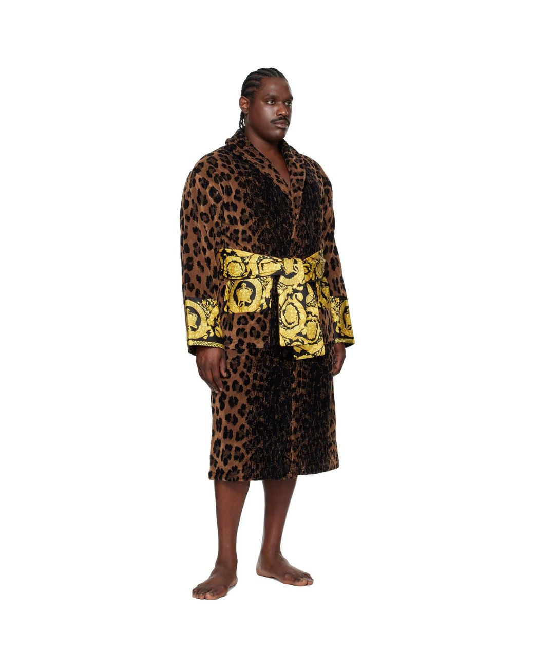 Versace Black Wild Barocco Wild Bathrobe for men