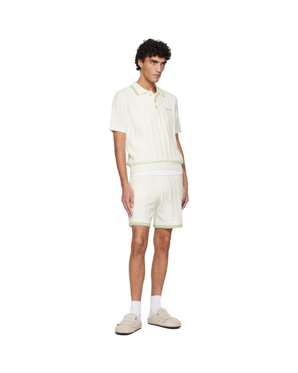 Casablanca White Off- Tennis Boucle Shorts for men
