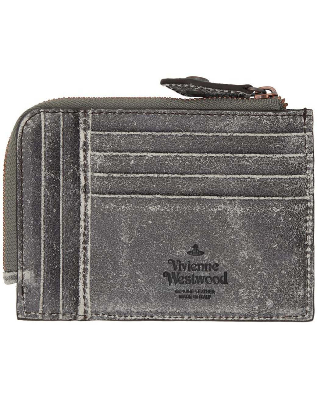 Vivienne Westwood Distressed Zip Card Holder in Black for