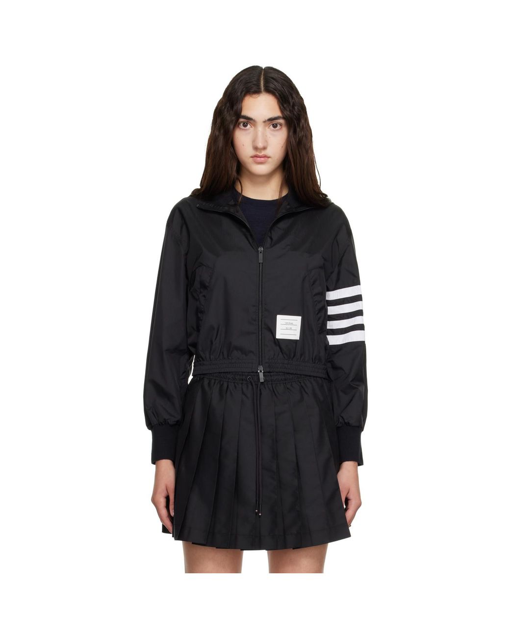 Thom Browne Black Zip-Up Ripstop Track Jacket