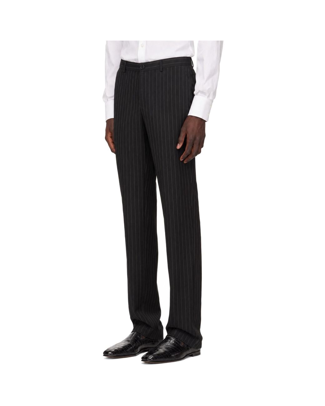 Dolce & Gabbana Black Pinstripe Wool Suit for men