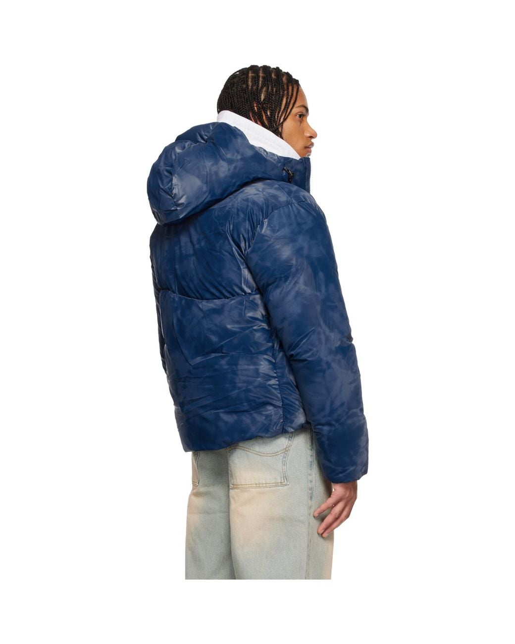 Dime Blue Wavy Puffer Jacket for men