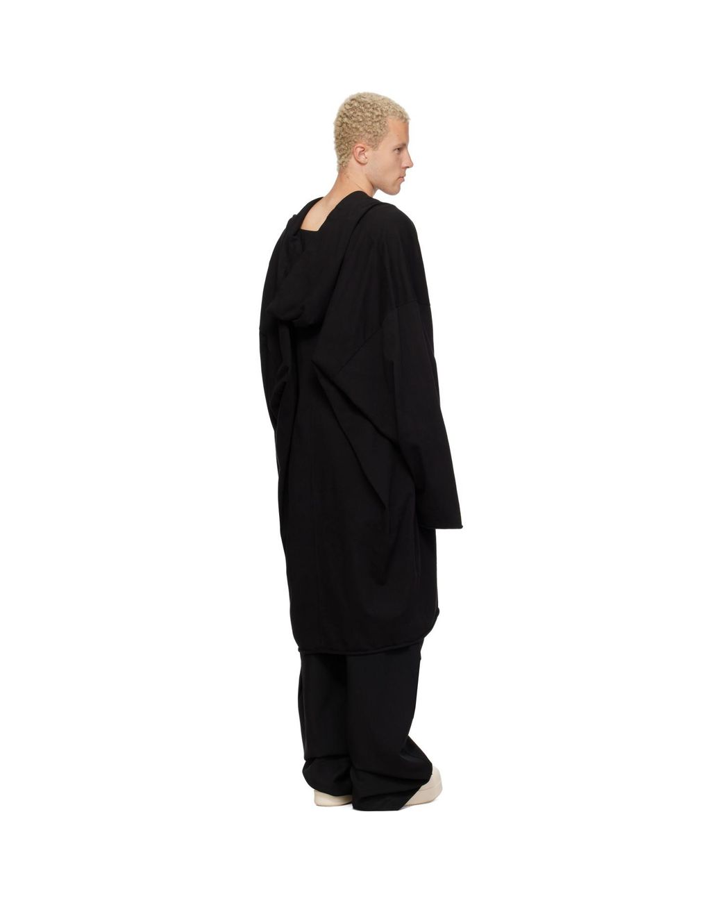 Rick Owens Black Tower Ls Kaftan Hoodie for men
