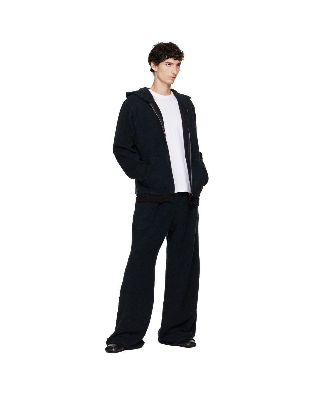 Les Tien Black Heavyweight Invert Pocket Lined Sweatpants for men