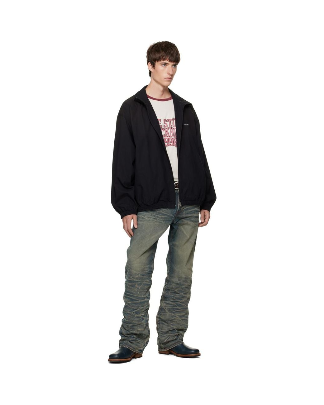 Acne Black Washed Logo Jacket for men