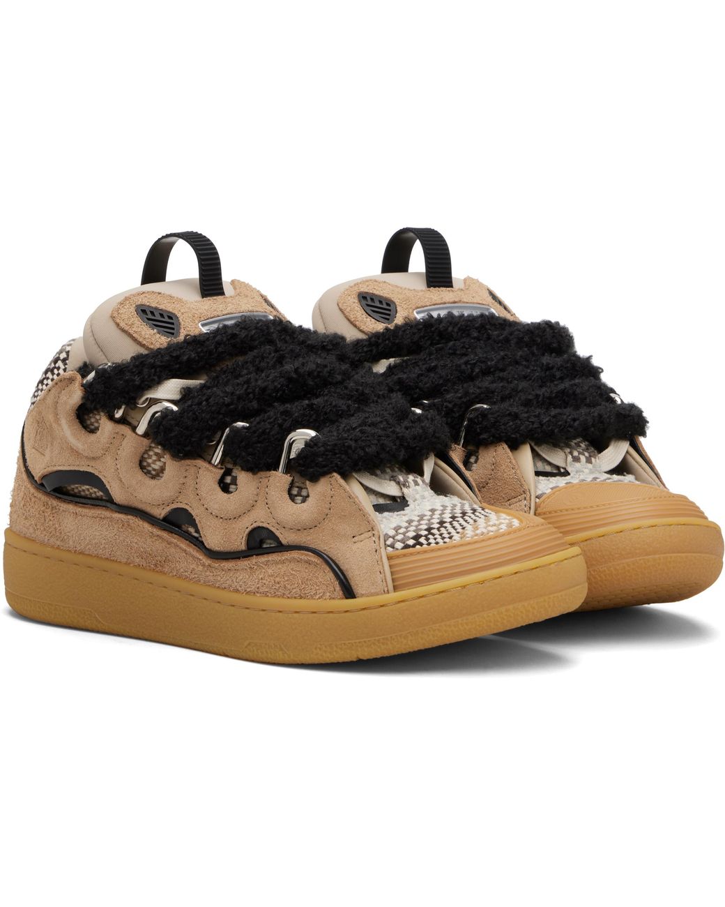 Lanvin Black Curb Suede Sneakers for men