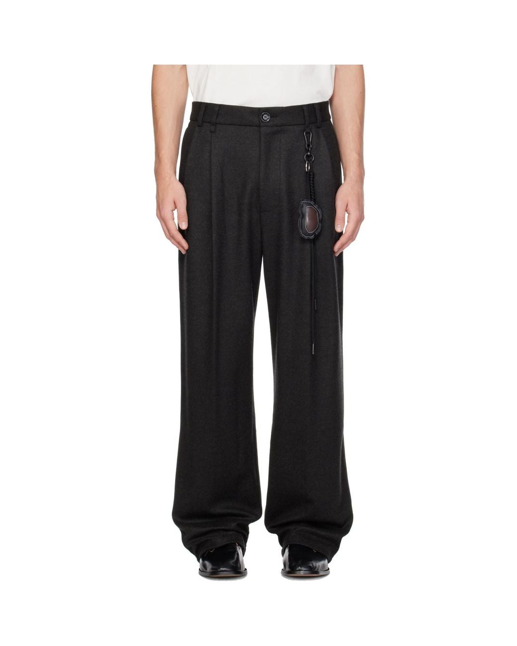Song For The Mute Black Double Pleated Trousers for men