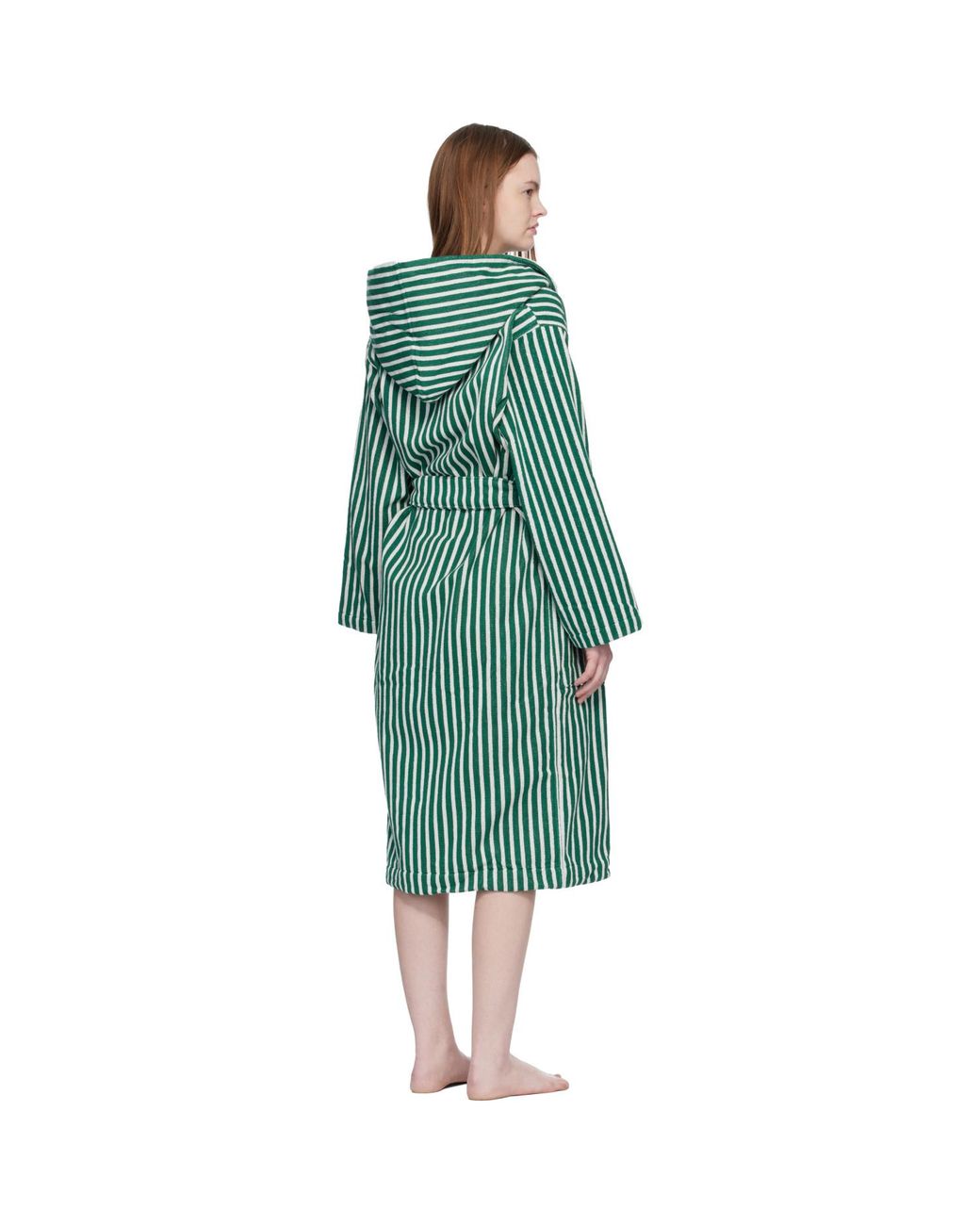 Tekla Green Terry Hooded Bathrobe
