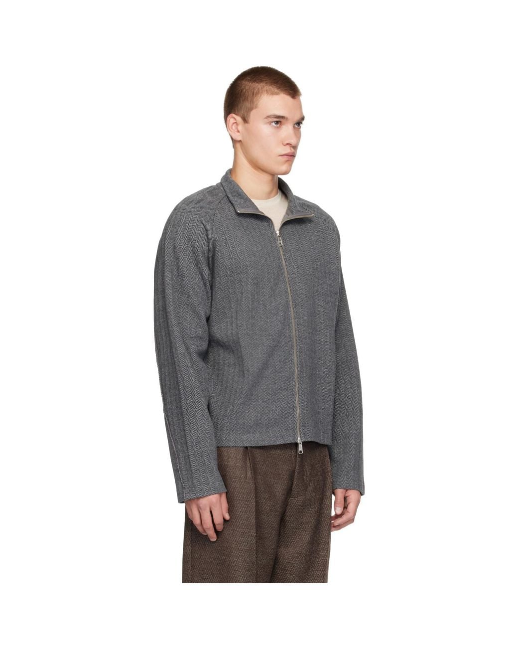 mfpen Gray Leisure Zip Up Sweater for men
