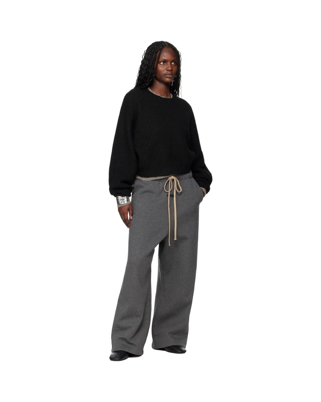 Fear Of God Black Holiday Heavy Waffle 90S Crewneck Sweater