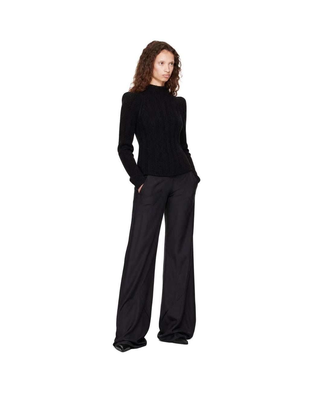 Rick Owens Black Tower Cropped Con Sweater