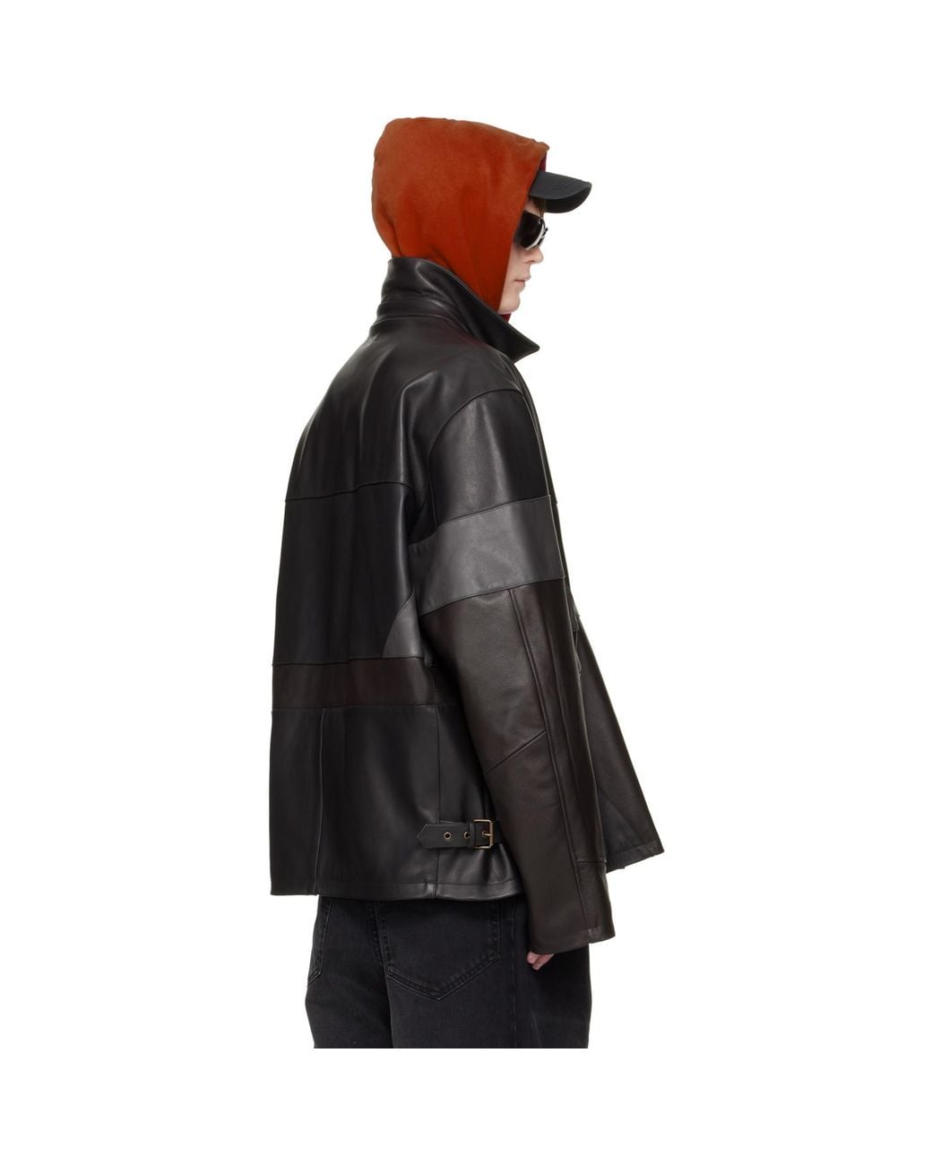 Vetements Black Cut-Up Leather Jacket for men