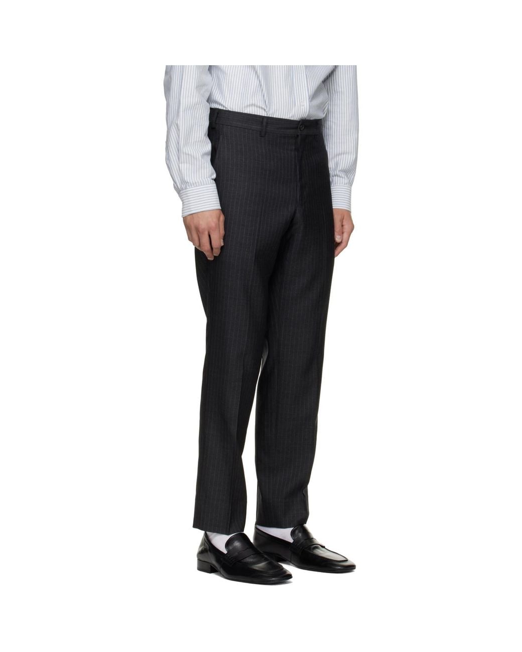 Comme des Garçons Black Wool Cashmere Pinstripe Trousers for men
