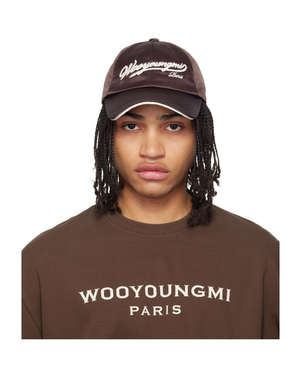 Wooyoungmi Brown Rope Embroidered Ball Cap for men
