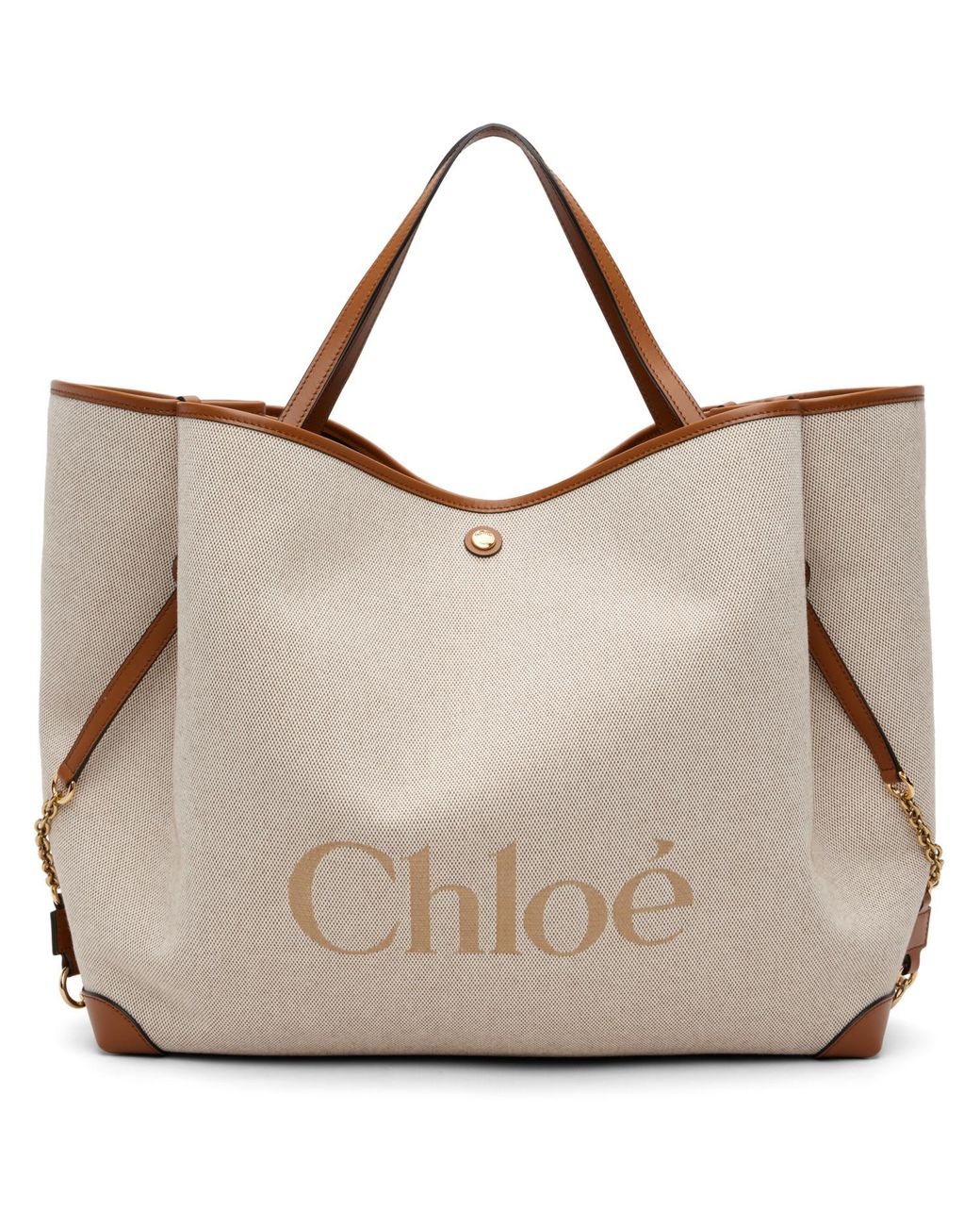 Chloé Natural Clover' Canvas & Calfskin Tote