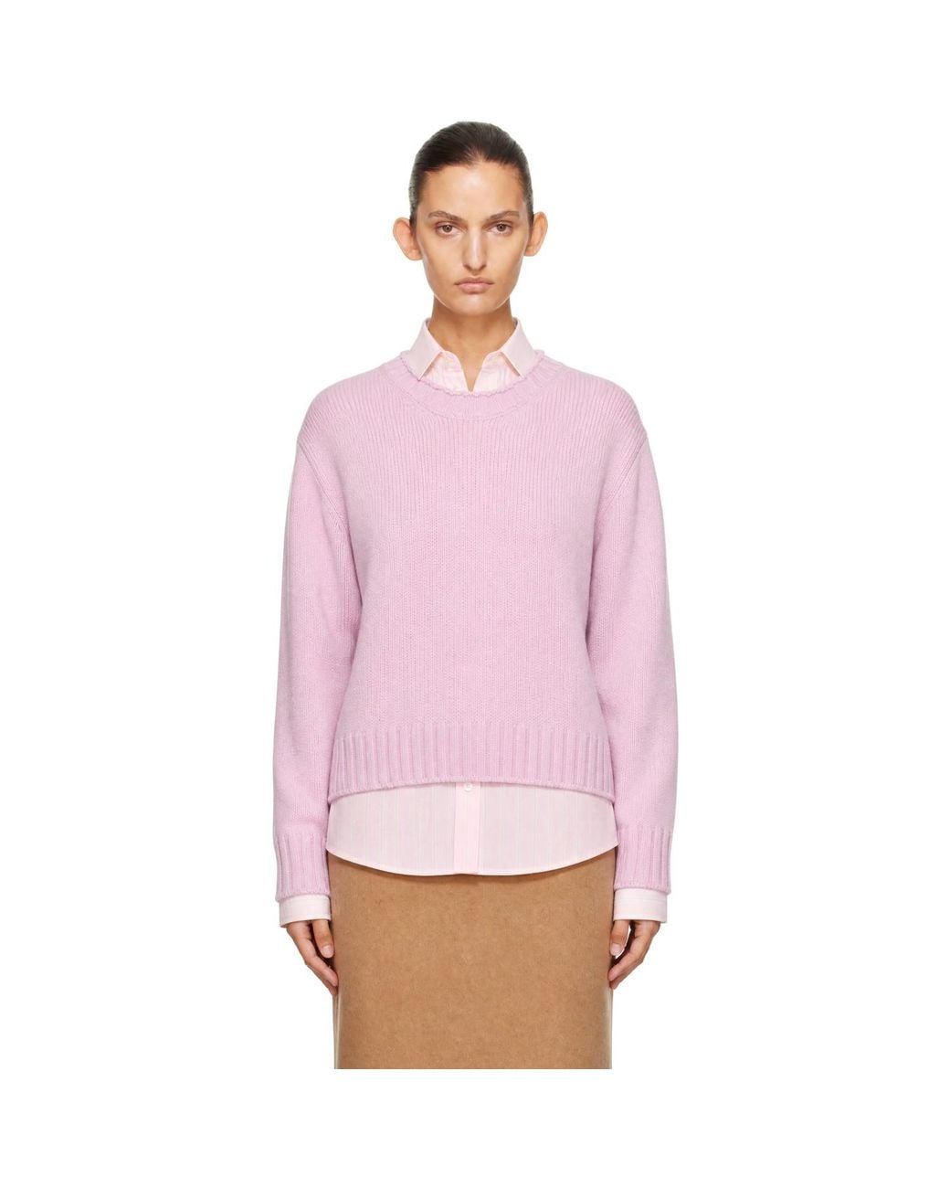 DUNST Pink Chunky Roll Neck Sweater