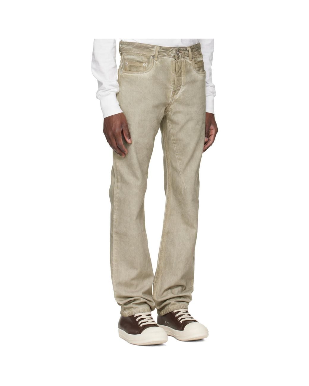 Rick Owens Natural Temple Fog Cut Jeans for men