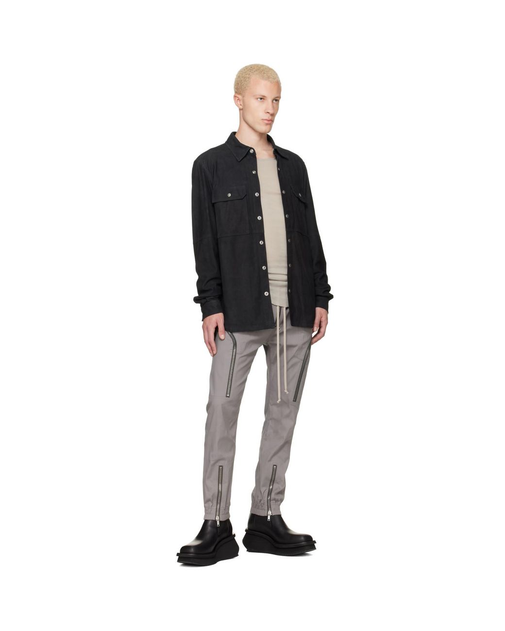 Rick Owens Gray Tower Heizer Cargo Pants for men