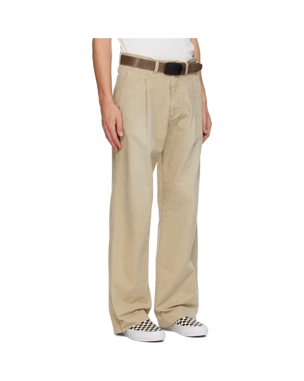 KAMIYA Natural Chino Straight Trousers for men