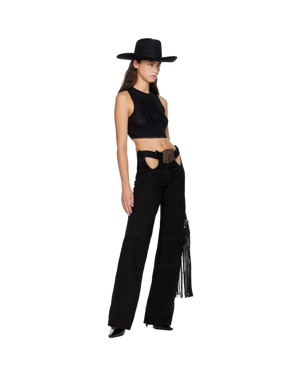 Jean Paul Gaultier Black 'The Curved Suede' Trousers
