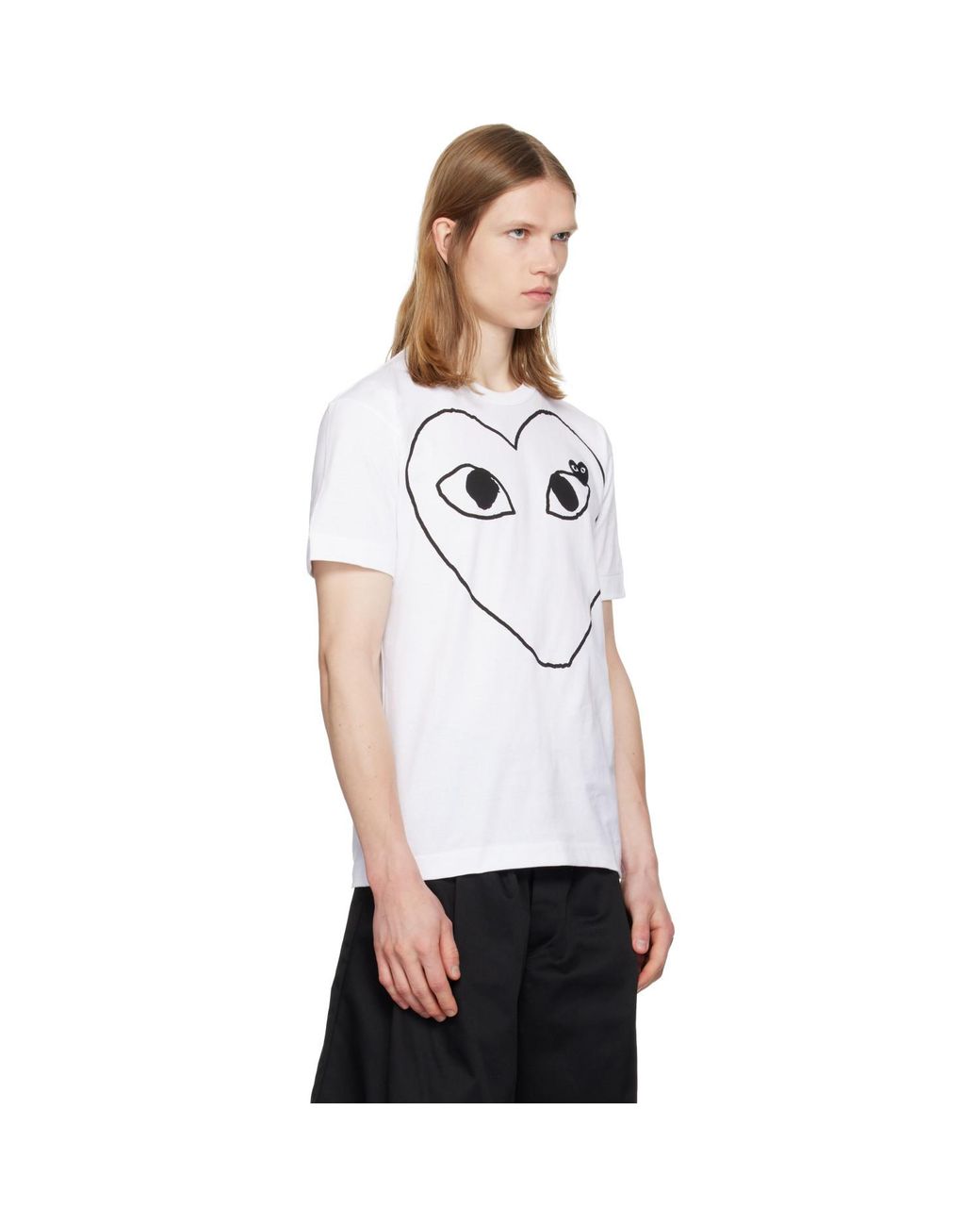 COMME DES GARÇONS PLAY White Outline Heart T-Shirt for men