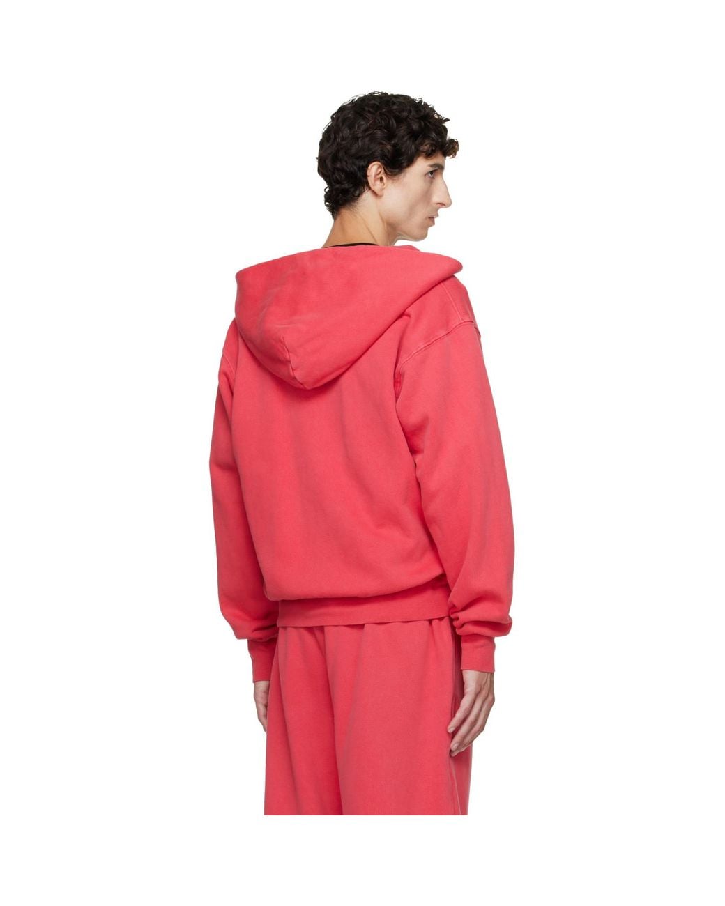 Les Tien Red Heavyweight Zip Hoodie for men