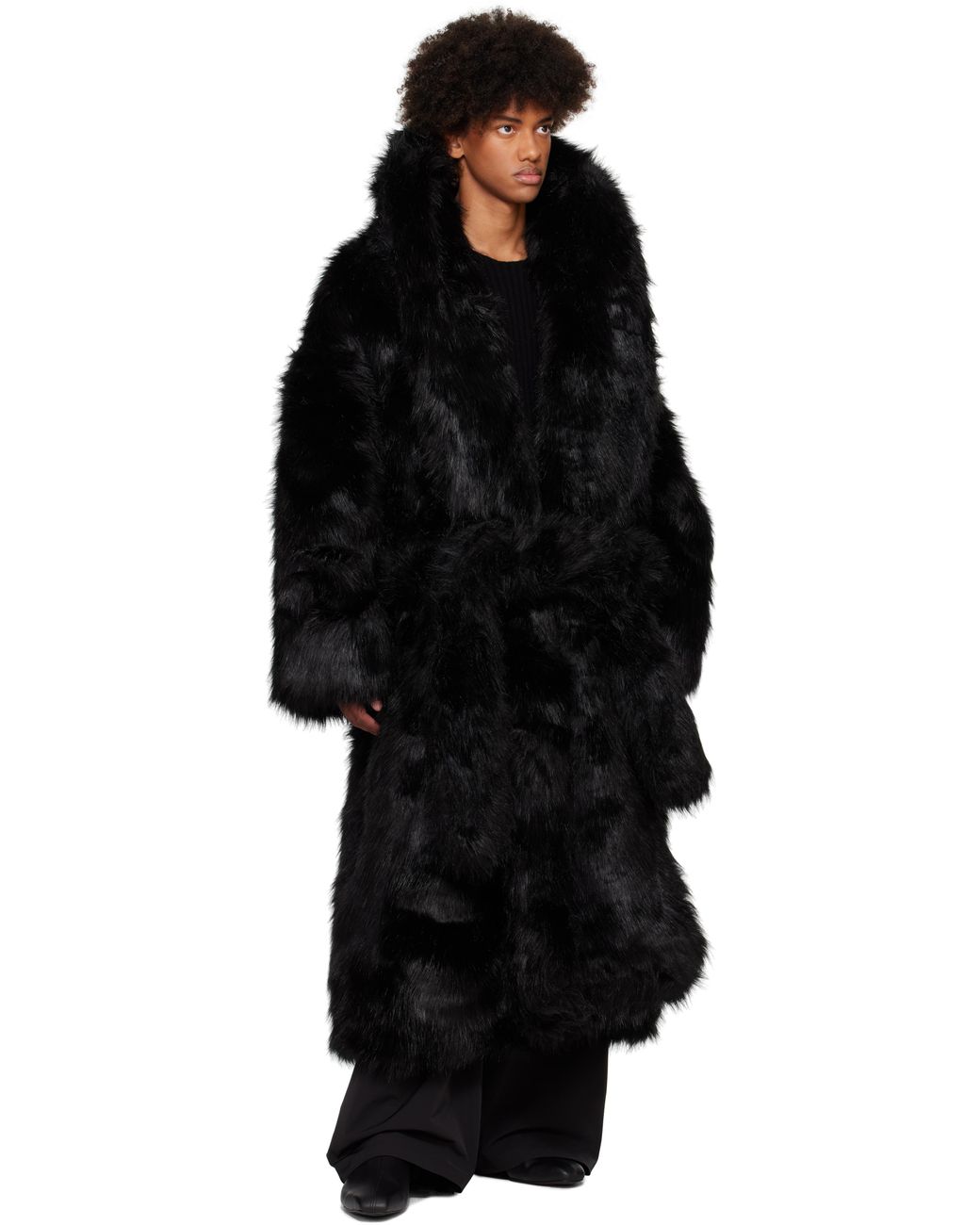 Entire studios Vast Faux Fur Coat in Black for Men | Lyst UK